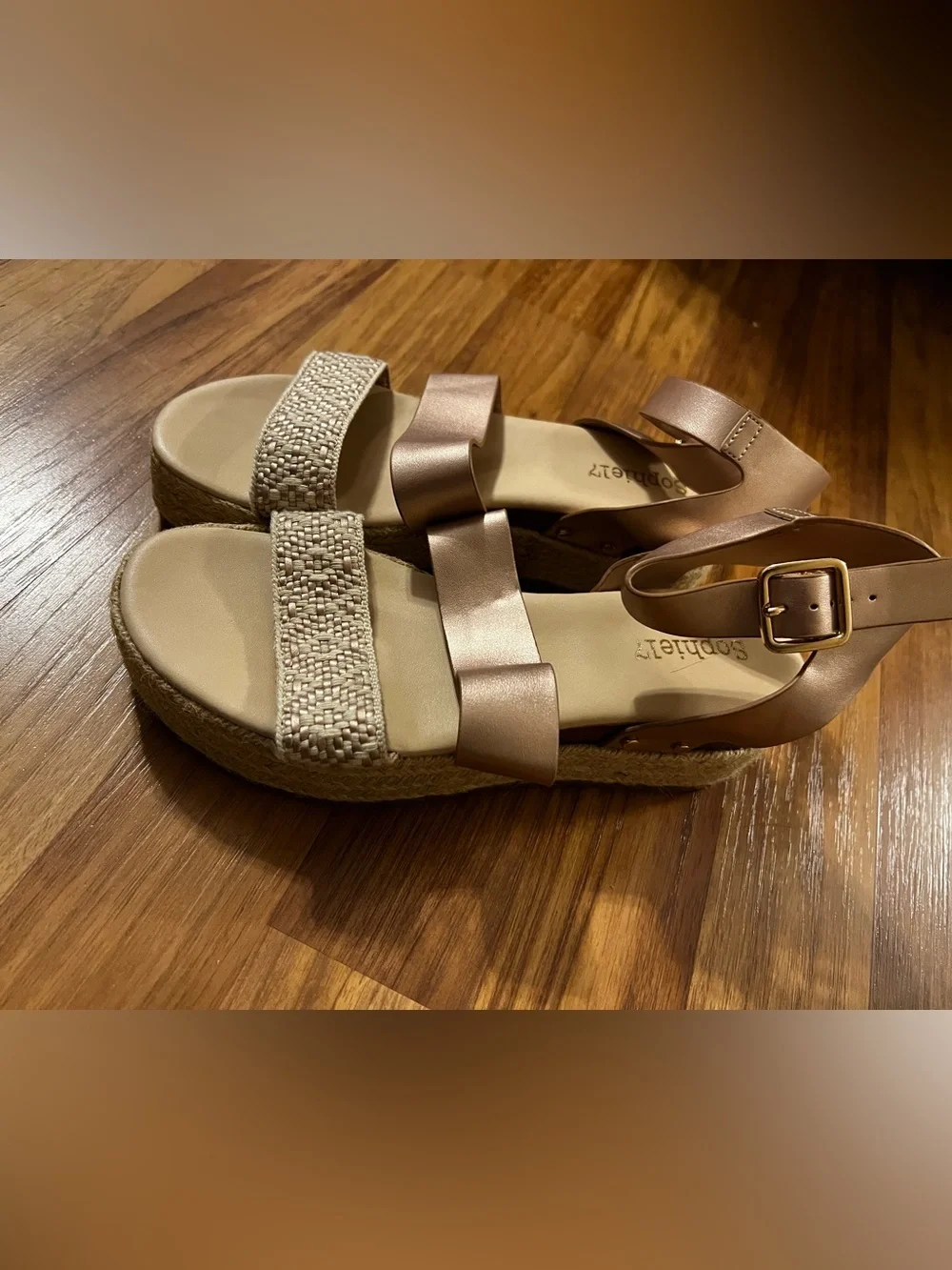 Womens Neutral Espadrille Platform Sandals with Ankle Strap